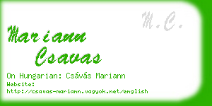 mariann csavas business card